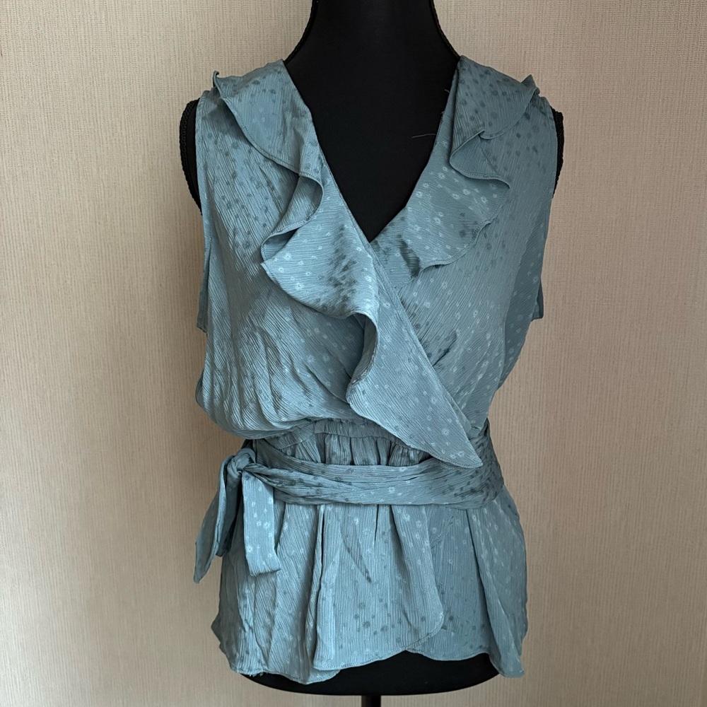 Max Studio Indigo Wrap Blouse Size M